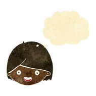 cartoon happy face with thought bubble N6