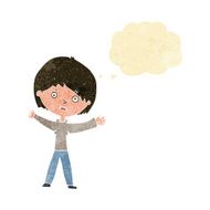 cartoon worried woman with thought bubble N3