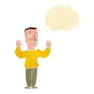 cartoon man surrendering with thought bubble N2