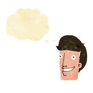cartoon happy man with thought bubble N26