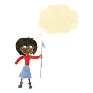 cartoon woman with harpoon thought bubble