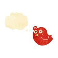 funny cartoon bird with thought bubble N9