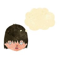 cartoon staring woman with thought bubble N7