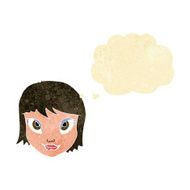 cartoon female face with thought bubble N5