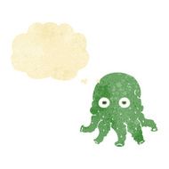 cartoon alien squid face with thought bubble N4