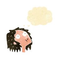 cartoon staring woman with thought bubble N8