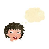 cartoon surprised woman with thought bubble N20