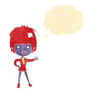 cartoon vampire girl with thought bubble N9