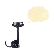 cartoon black cat with thought bubble N2