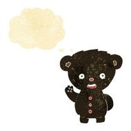 cartoon waving black bear cub with thought bubble N2