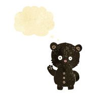 cartoon waving black bear cub with thought bubble N3