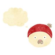 cartoon teddy bear face with thought bubble N2