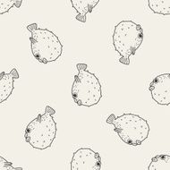 Puffer doodle seamless pattern background