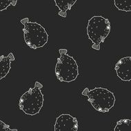 Puffer doodle seamless pattern background N2