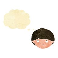 cartoon happy man with thought bubble N29