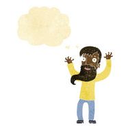 cartoon excited man with beard thought bubble