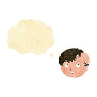 cartoon boy with ugly growth on head thought bubble N2