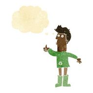 cartoon poor man with thought bubble