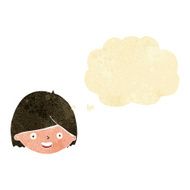 cartoon happy face with thought bubble N10