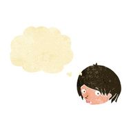 cartoon female face with raised eyebrow thought bubble N2