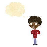cartoon happy boy with thought bubble N13