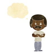 cartoon manly mustache man with thought bubble