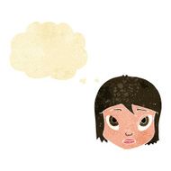 cartoon female face with thought bubble N6