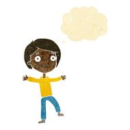 cartoon excited boy with thought bubble N5