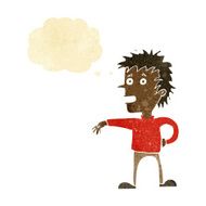 cartoon man making dismissive gesture with thought bubble N3