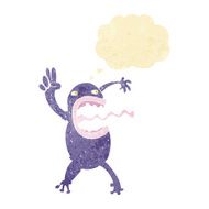 cartoon crazy frog with thought bubble