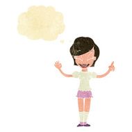 cartoon pretty girl with idea thought bubble N2