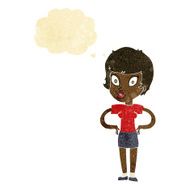 cartoon woman with hands on hips thought bubble N15