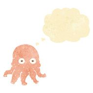 cartoon alien squid face with thought bubble N5