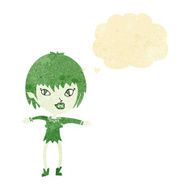 cartoon vampire girl with thought bubble N12