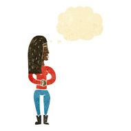 cartoon woman ignoring with thought bubble