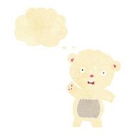 cartoon waving polar bear cub with thought bubble N2