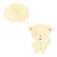 cartoon waving polar bear cub with thought bubble N3