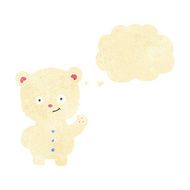 cartoon waving polar bear cub with thought bubble N4