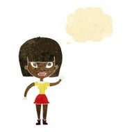 cartoon woman waving with thought bubble N24
