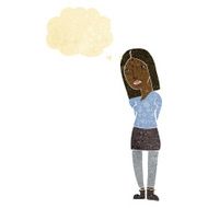 cartoon woman waiting with thought bubble