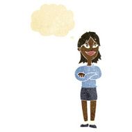 cartoon proud woman with thought bubble N2