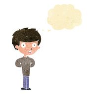 cartoon happy boy with thought bubble N14