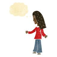 cartoon woman with open arms thought bubble N11