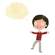 cartoon excited boy with thought bubble N6