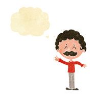 cartoon man with mustache waving thought bubble N4