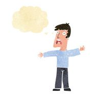 cartoon frightened man with thought bubble N8