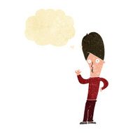cartoon man waving with thought bubble N2