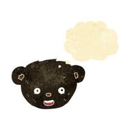 cartoon black bear face with thought bubble