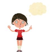 cartoon girl asking question with thought bubble N2
