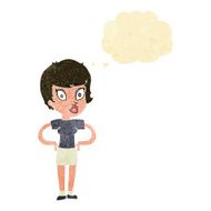 cartoon woman with hands on hips thought bubble N17